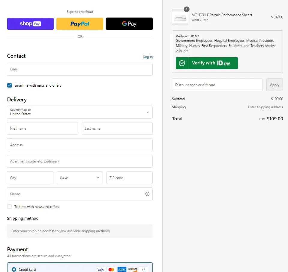 Molecule checkout Page